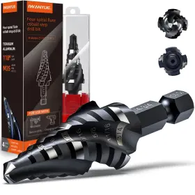 1wanyue M35-1/4-3/4 M35 Cobalt Four Spiral Flute Step Drill Bits 1/4 Inch -3/4 9 Size Impact