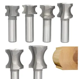 Akylin Us-akrb0112txd6 Akylins Cnc 6pcs Convex Edge Oval Router Bit Set 1/2 Inch Shank Shallow Bullnos