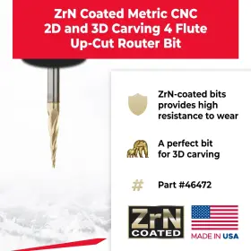 Amana Tool 738685464724 46472 Metric Cnc 2d And 3d Carving 5.4 Deg Tapered Angle Ball Tip X 1.5 Dia #2