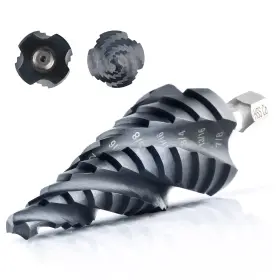 Augtouf 974157528141 Toolant Four Spiral Flute Cobalt Step Drill Bit Pro 3/16 Inch - 7/8 12 Si