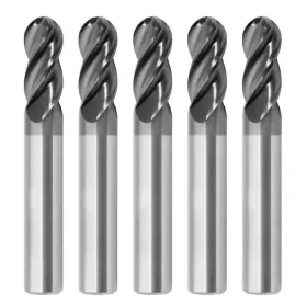 Aycholiz Qd550-4f-1/4-5 5pcs 1/4 Inch Ball Nose Carbide End Mill 4flutes Milling Cutter Hrc55 Cnc