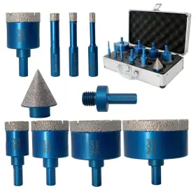 Beqell 6/8/10/25/35/38/50/65mm Diamond Hole Saw Kit Triangle Shank Core Drill Bit Set For Porcelain