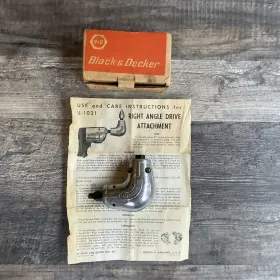 Black Decker U-1021 And Right Angle Drive Attachment Model With Instructions Vintage