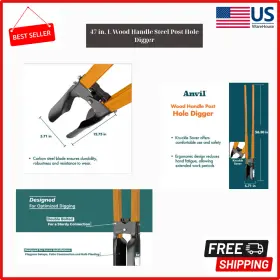 77568-948 Branded Anvil 47 Inch L Wood Handle Steel Post Hole Digger