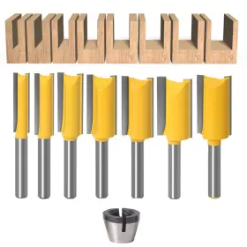 Chcywjgj 761426784645 7pcs Straight Router Bit 1/4 Inch Shank Tungsten Carbide Double Dado Rou