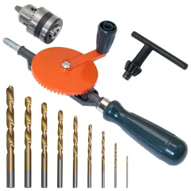 Cheemuii 796862233969 Powerful Speedy Hand Drill 3/8 Inch Manual With 9 Pcs Bi