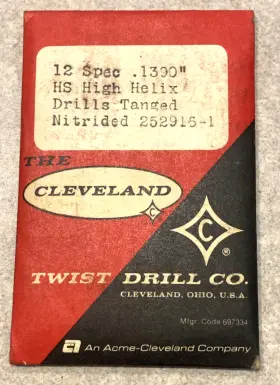 252916-1 Cleveland Twist Drill Vintage Hs High Helix Drills Tanged Nitrided #252916-1 New 12 252916-1 Cleveland Twist Drill Vintage Hs High Helix Drills Tanged Nitrided #252916-1 New 12
