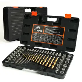 Coobeast Coqcq1hs62 62pcs Screw Extractor Set With Left Hand Drill Bit Bolt Kit Heavy