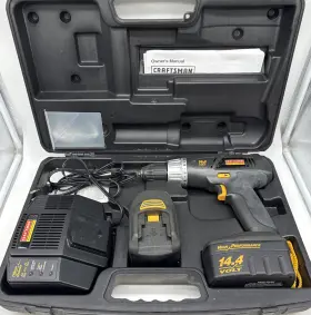 Craftsman 973.271230 Complete 3/8 Inch 14.4 V Cordless Drill And Case 2 Batteries Charger