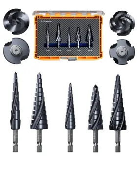 Crosstar Cst-5jtz M35 Cobalt Step Drill Bit Set 5pcs - Tialn Coated 1/4 Inch Hex Shank 1/