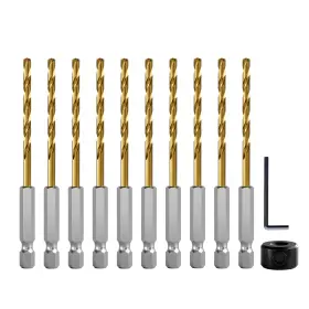 16-1d Csoom 10mh3/16-1d Titanium Twist Drill Bit Set 10 Pcs Of 3/16 Inch Bits With