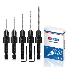 Dkvip-0037 Dkibbith 5-pc Countersink Drill Bit Set 3in1 Woodworking Counterbore Hole Bits