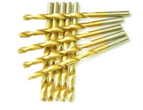 Df20016 Drillforce 10 Pcs 19/64 Inch Titanium Twist Drill Bits Pack In Plastic Bag