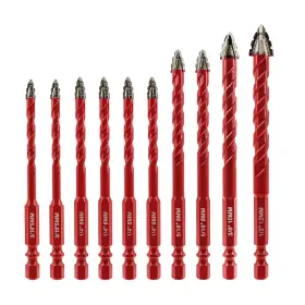 Focstol F2-o05402l01 Serrated Masonry Drill Bit Set 10pcs - High-strength Eccentric Twist