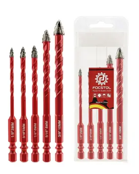 F2-o05402l03 Focstol Serrated Masonry Drill Bit Set 5pcs - High-strength Eccentric Twist D