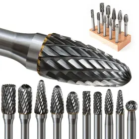 Fotybei 700433458613 10 Pcs 1/4 Carbide Burr Set Shank With Big Beech Holder Die Grinde... Fast Ship
