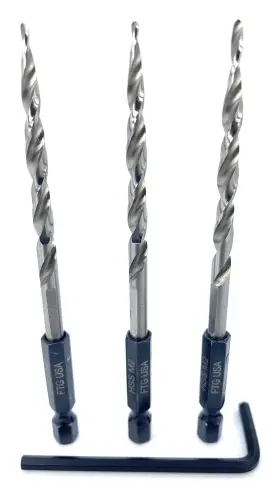 Ftg Usa 850003437194 Replacement Tapered Countersink Drill Bit Set 3 Pc #8 11/64 Inch