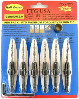 Ftg Usa 850052151010 Countersink Drill Bit Set For Wood With Tapered 6 Pc #8 11