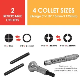 97-01818 Gyros Swivel Head Pin Vise Hand Drill Inch - 1/8 Collet Capacities Nickel #3