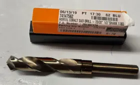 74147562 Hertel 23/32 Inch 1/2 Shank Drill Cobalt Silver Bit