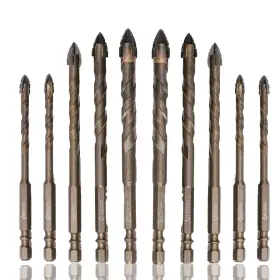 Zt001 Honkdtyun 10 Count Four Edged Serrated Eccentric Drill Bit Set New Four-flute Sawtooth