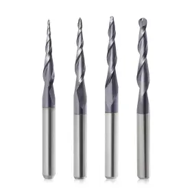 Do097nb76d Hozly Tapered End Mill Cone Ball Nose Carbide Bit Cnc Cutter 4pcs/pack R0.25 1.0 Ti