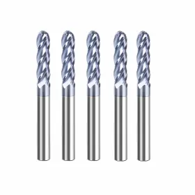 Hunricho 742404555327 5pcs Carbide Ball Nose Cnc Router Bits 1/4 Inch Cutting Diameter Milling Tool Hrc