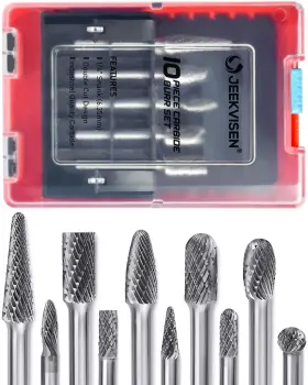 Jeekvisen 682308024072 Tungsten Carbide Burr Set 1/4 Inch Shank 10pcs Die Grinder Bits - Doubl... Fast Ship