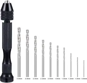 Jinshangtopk 825687924780 Professional Pin Vise Hand Drill Bits Mini Twist Silver Black