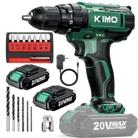 K I M O. 13811 Kimo 20v Cordless Drill Set With 2 Packs 2.0ah Battery Max 350 In-lb Torque