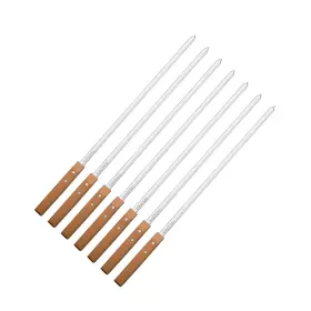 K57-10 Kaorou Kabob Skewers 23 Inch Long 2/5 Wide Heavy Stainless Steel With Wood Hand