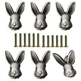 Kesvila 616814556642 6 Pcs Rabbit Knobs Animal Dresser Drawer Cabinet Handle Decorativ