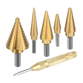 Kowood 779296411820 6pcs Step Drill Bit Set High-speed Steel Stepped 50 Sizes