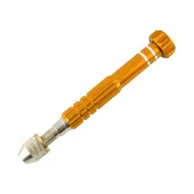 Lce-n0000775 Larcele Precision Pin Vise Hand Drill 3 Jaw Chuck Aluminum Manual Gold