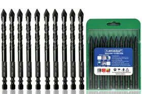 Larouoba Lar055 10pc 5/16 Inch Black Special Crooked Head Eccentric Drill Bit Set 8mm Porcela