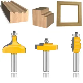Dtre-hxrd-2 Leatbuy-tech 3 Pcs Router Bit Set 1/2-inch Shank Complete Picture Frame Making Ca