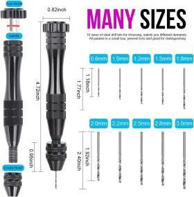 Ll-z-037 Leobro Hand Drill For Resin Molds 12 Cm Black Pin Vise With 10 Pcs B-black #2