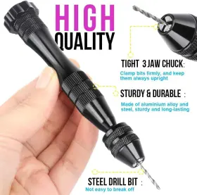 Ll-z-037 Leobro Hand Drill For Resin Molds 12 Cm Black Pin Vise With 10 Pcs B-black #3