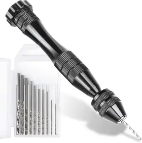 Ll-z-037 Leobro Hand Drill For Resin Molds 12 Cm Black Pin Vise With 10 Pcs B-black