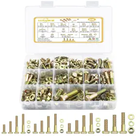 Grade8.8 Lunamor 743450308691 610 Pcs Sae Bolt And Nut Assortment 1/4 5/16 3/8 1/2 Heavy Duty Hex