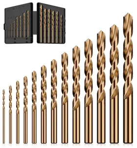 Macxcoip 738812625127 Cobalt Drill Bit Set 13pcs M35 High Speed Steel Jobber Length Kit