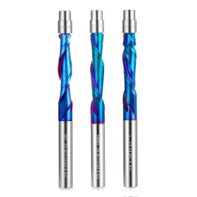 Maihometa 764126754024 Spiral Flush Trim Router Bits Set 1/4 Inch Shank 3pcs Cut Bit 1