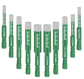 Mgtgbao Mg327 10pcs Green Dry Diamond Drill Bits Set Tile Bit For Granite Ma