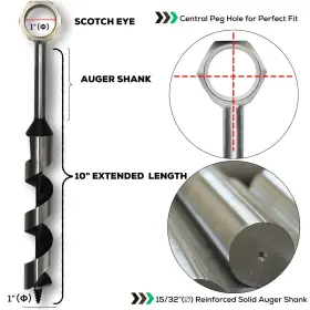 S001 Minliguy Hand Auger Wood Drill Upgrade Welds Bushcraft With Sharp Scottish Eye S #3