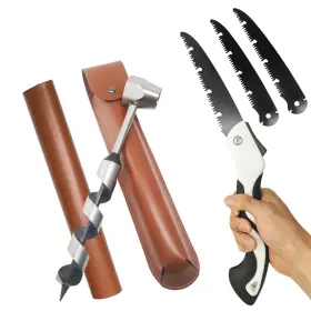 S001 Minliguy Hand Auger Wood Drill Upgrade Welds Bushcraft With Sharp Scottish Eye S