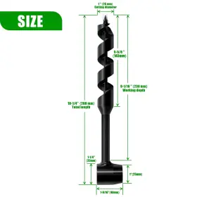 Ni0023-sur25 Nicavkit 1 Inch X 10 Long Scotch Eye Hand Wood Auger Drill Bit Wrench M #2