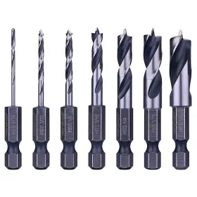 Nw-21013 Nordwolf 7-piece Hss Brad Point Stubby Wood Drill Bit Set With 1/4 Inch ... Fast Ship