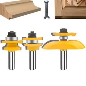Ole-453k Oletbe-tech Router Bit Set 1/2 Inch Shank 3 Pcs Round Over Raised Panel Cabinet Do