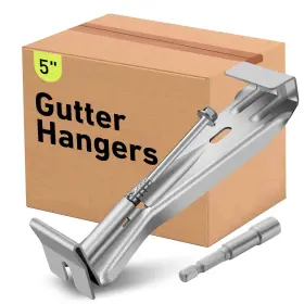 Gh25 Pbugac 5 Inch 25 Pcs Heavy Duty Hidden Aluminum Gutter Hangers With 1/4 Hex D
