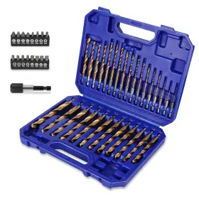 02-109 Platinumedge 46 Pieces Titanium Twist Drill Bit Set With Cr-v Bits Hex Shank